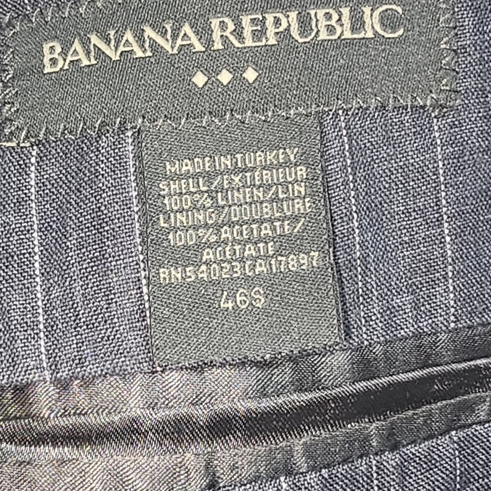 Banana Republic Men’s Pinstripe Linen Blend Blazer 46S Gray 2-Button Suit Jacket - Picture 8 of 13